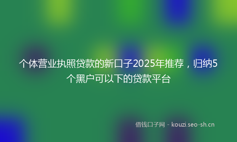 个体营业执照贷款的新口子2025年推荐，归纳5个黑户可以下的贷款平台