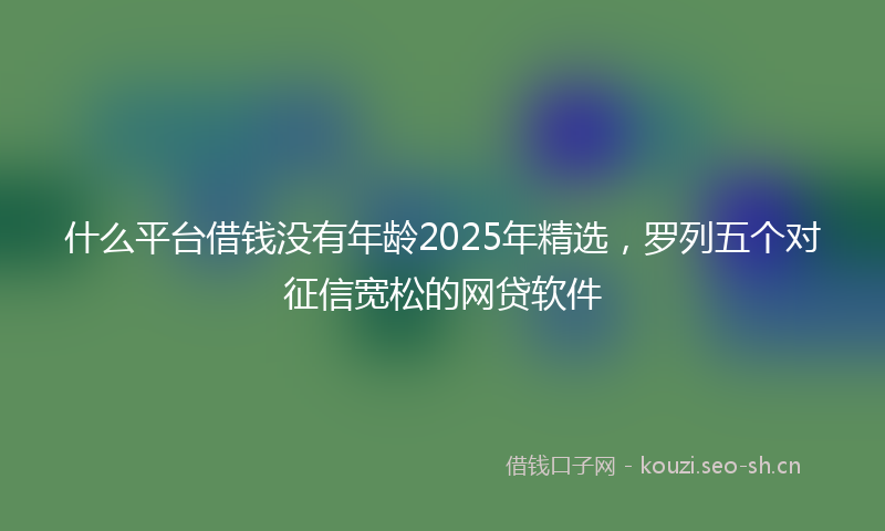 什么平台借钱没有年龄2025年精选，罗列五个对征信宽松的网贷软件