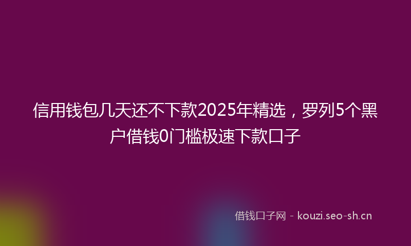 信用钱包几天还不下款2025年精选，罗列5个黑户借钱0门槛极速下款口子