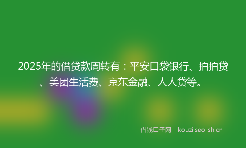 2025年的借贷款周转有：平安口袋银行、拍拍贷、美团生活费、京东金融、人人贷等。
