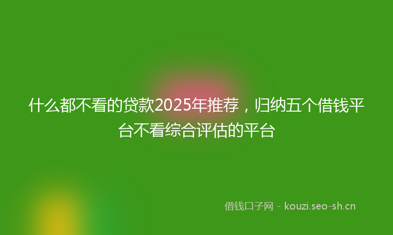 什么都不看的贷款2025年推荐，归纳五个借钱平台不看综合评估的平台