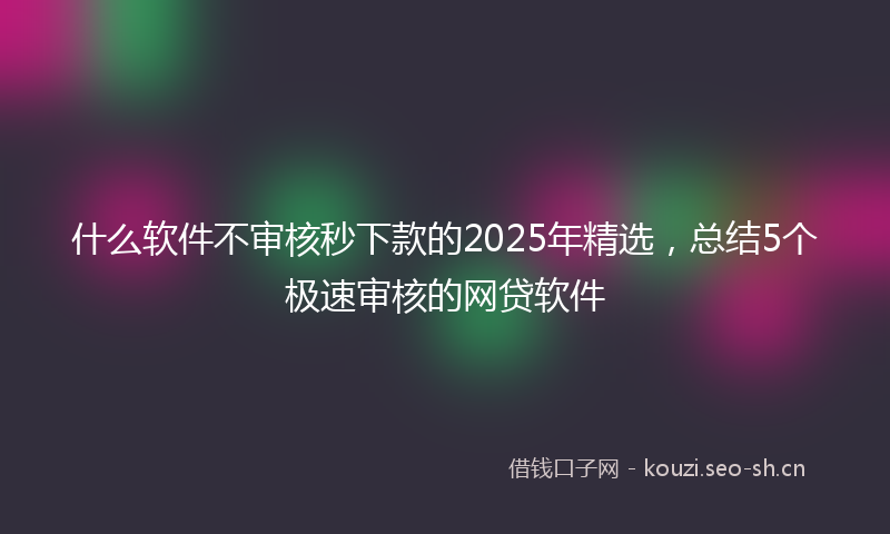 什么软件不审核秒下款的2025年精选，总结5个极速审核的网贷软件