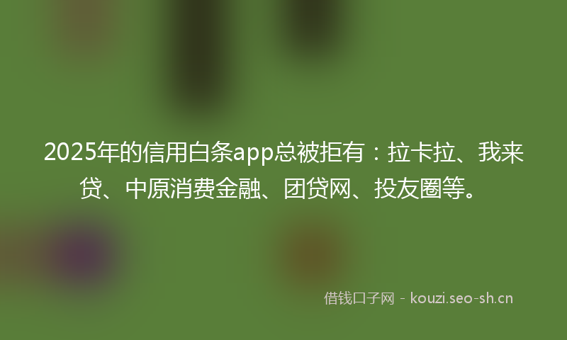 2025年的信用白条app总被拒有：拉卡拉、我来贷、中原消费金融、团贷网、投友圈等。