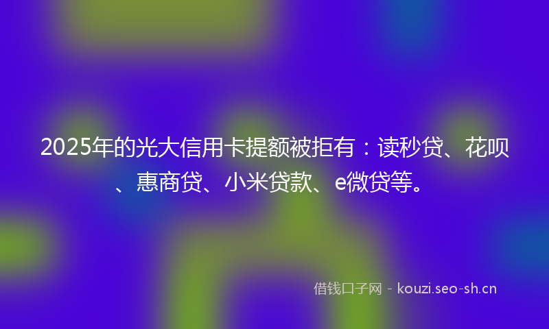 2025年的光大信用卡提额被拒有：读秒贷、花呗、惠商贷、小米贷款、e微贷等。