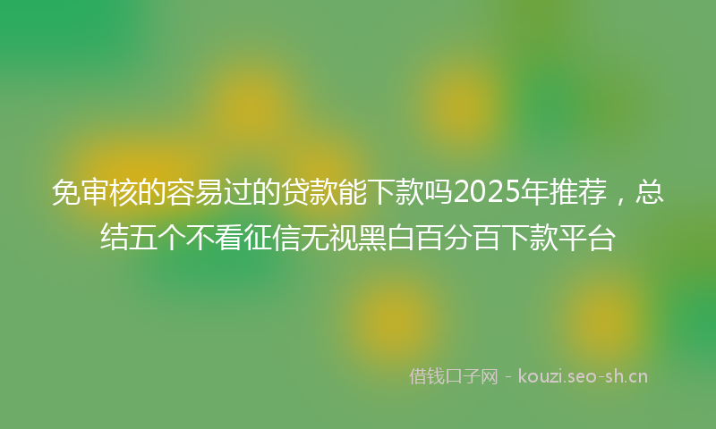 免审核的容易过的贷款能下款吗2025年推荐,总结五个不看征信无视黑白百分百下款平台