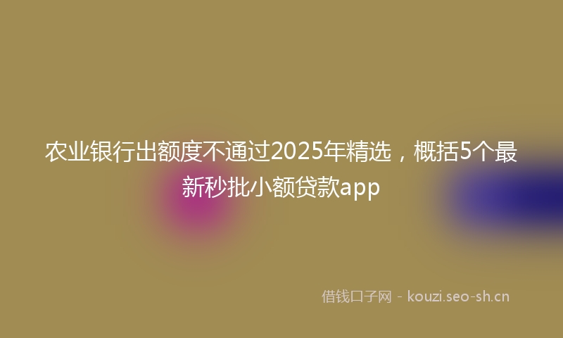 农业银行出额度不通过2025年精选，概括5个最新秒批小额贷款app