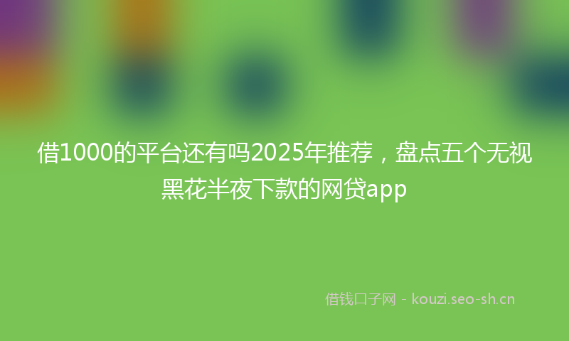 借1000的平台还有吗2025年推荐，盘点五个无视黑花半夜下款的网贷app