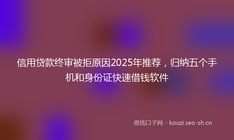 信用贷款终审被拒原因2025年推荐，归纳五个手机和身份证快速借钱软件
