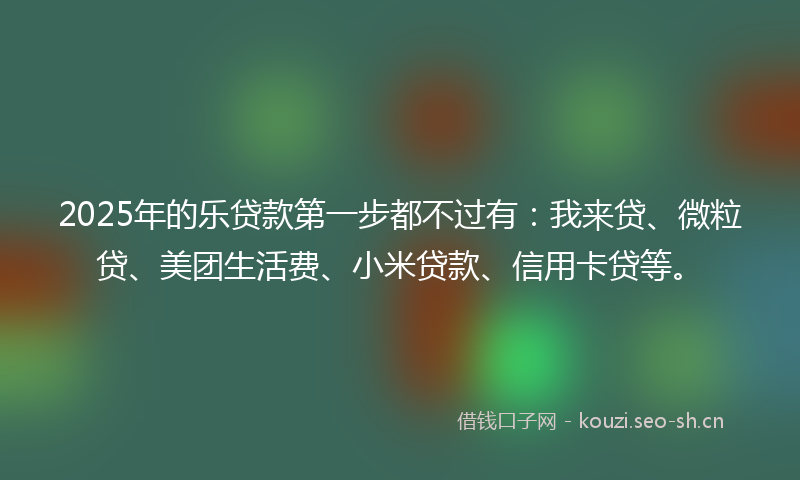 2025年的乐贷款第一步都不过有：我来贷、微粒贷、美团生活费、小米贷款、信用卡贷等。