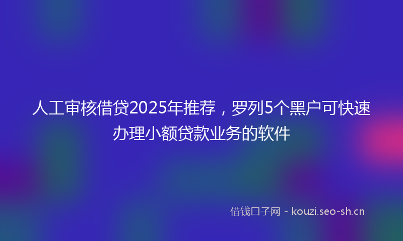 人工审核借贷2025年推荐，罗列5个黑户可快速办理小额贷款业务的软件