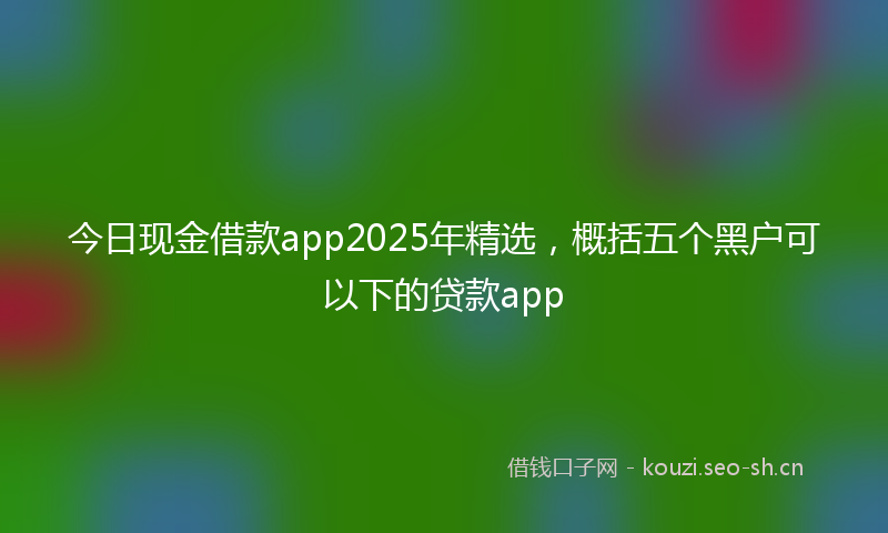 今日现金借款app2025年精选，概括五个黑户可以下的贷款app