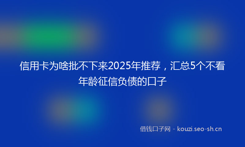 信用卡为啥批不下来2025年推荐，汇总5个不看年龄征信负债的口子
