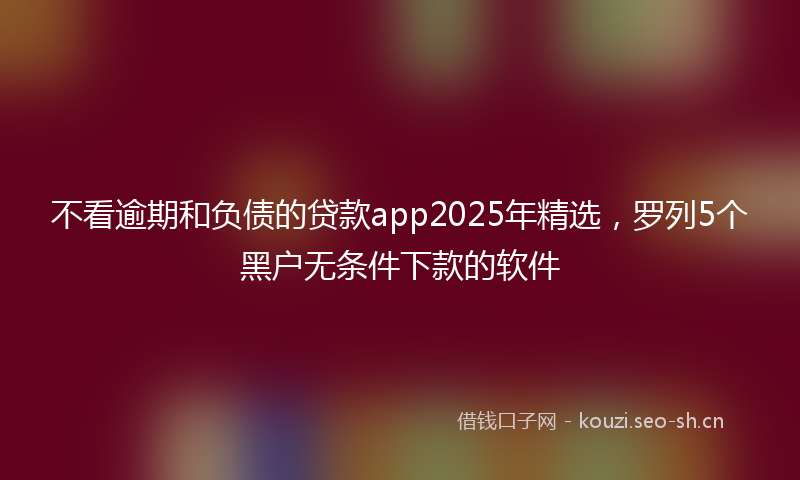不看逾期和负债的贷款app2025年精选,罗列5个黑户无条件下款的软件