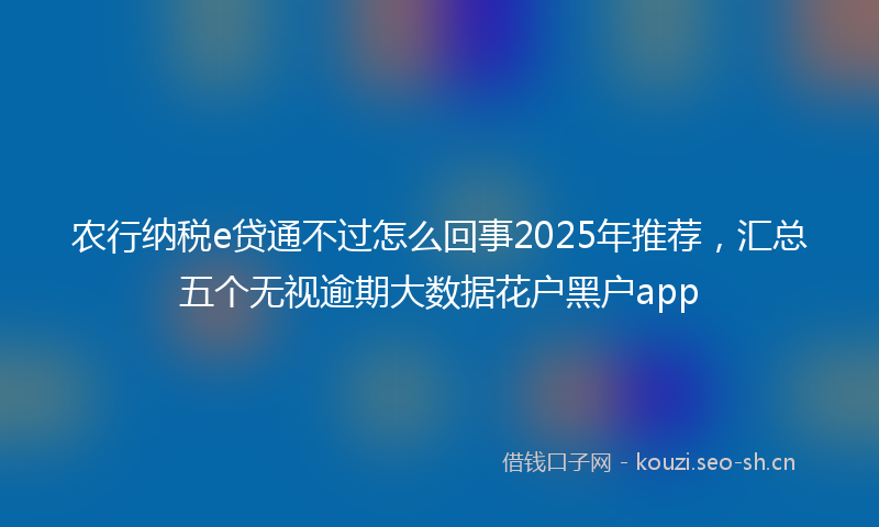 农行纳税e贷通不过怎么回事2025年推荐，汇总五个无视逾期大数据花户黑户app