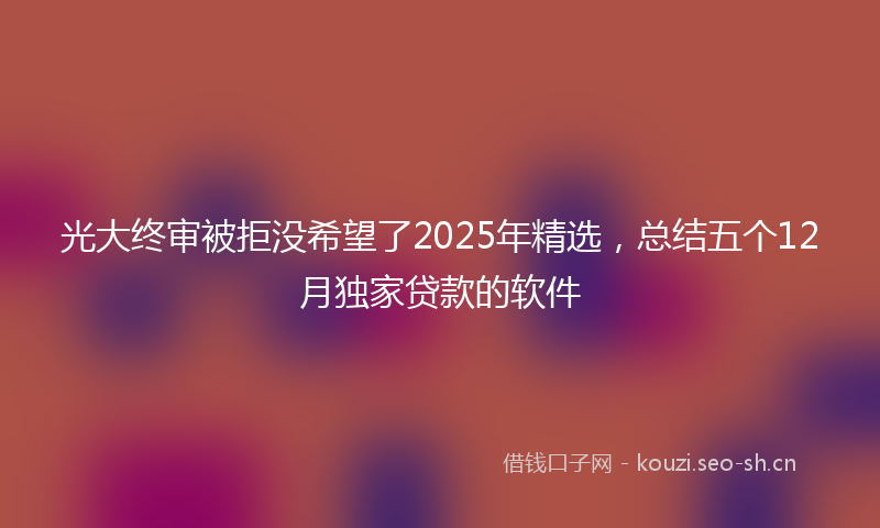 光大终审被拒没希望了2025年精选，总结五个12月独家贷款的软件