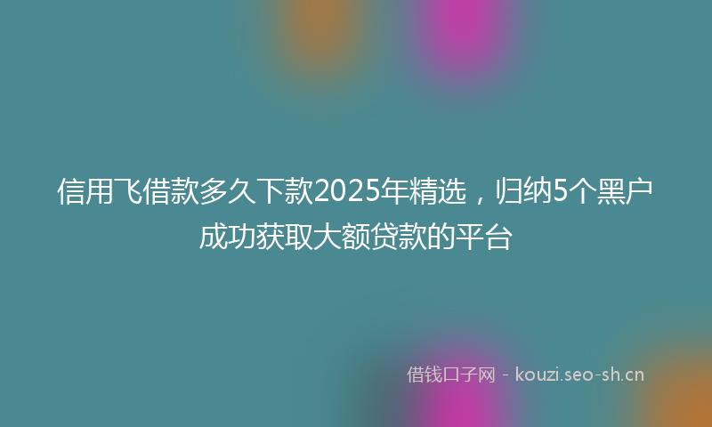 信用飞借款多久下款2025年精选,归纳5个黑户成功获取大额贷款的平台