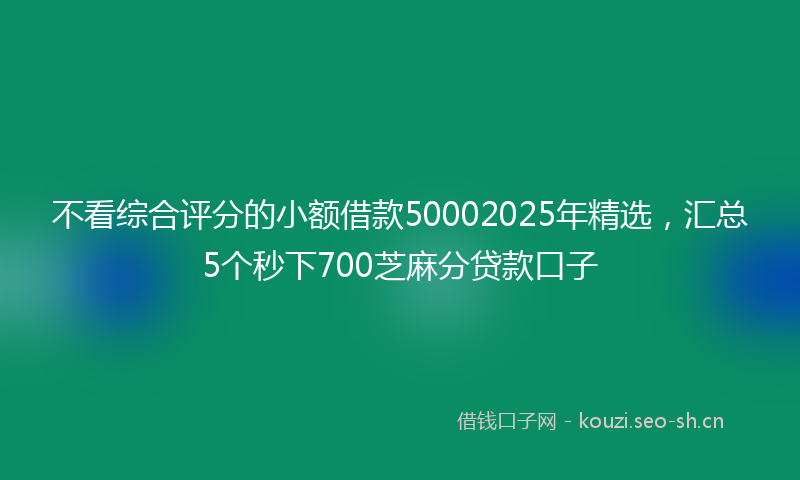 不看综合评分的小额借款50002025年精选，汇总5个秒下700芝麻分贷款口子
