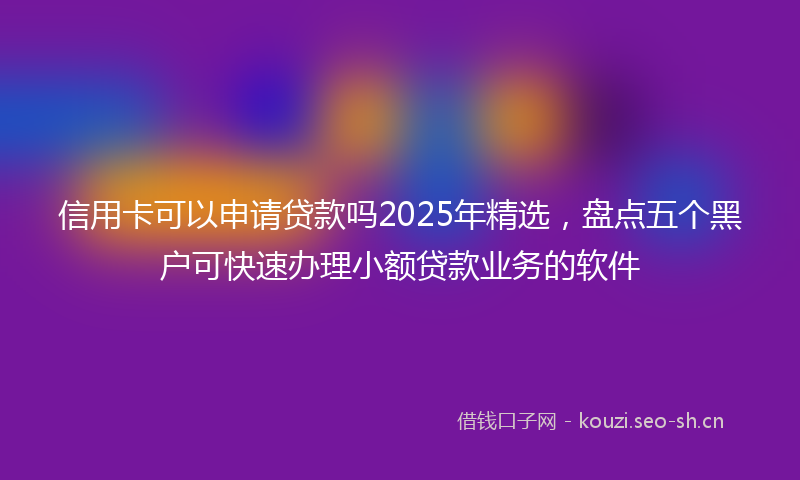 信用卡可以申请贷款吗2025年精选,盘点五个黑户可快速办理小额贷款业务的软件