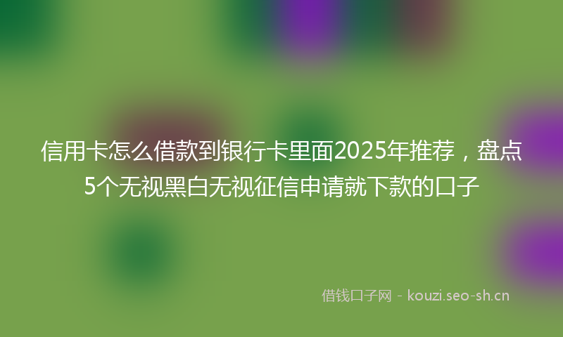 信用卡怎么借款到银行卡里面2025年推荐，盘点5个无视黑白无视征信申请就下款的口子