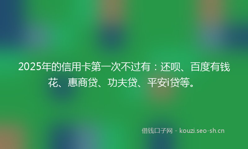 2025年的信用卡第一次不过有：还呗、百度有钱花、惠商贷、功夫贷、平安i贷等。