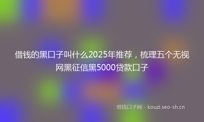 借钱的黑口子叫什么2025年推荐，梳理五个无视网黑征信黑5000贷款口子