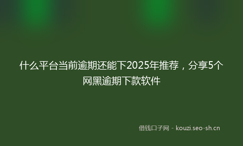 什么平台当前逾期还能下2025年推荐，分享5个网黑逾期下款软件