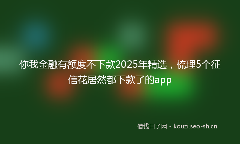 你我金融有额度不下款2025年精选，梳理5个征信花居然都下款了的app