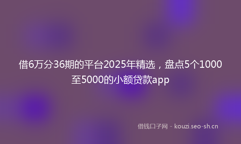 借6万分36期的平台2025年精选，盘点5个1000至5000的小额贷款app