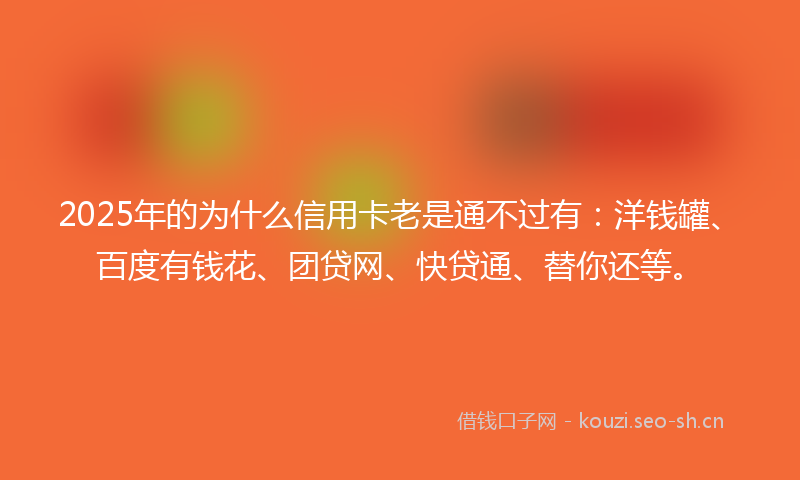 2025年的为什么信用卡老是通不过有：洋钱罐、百度有钱花、团贷网、快贷通、替你还等。