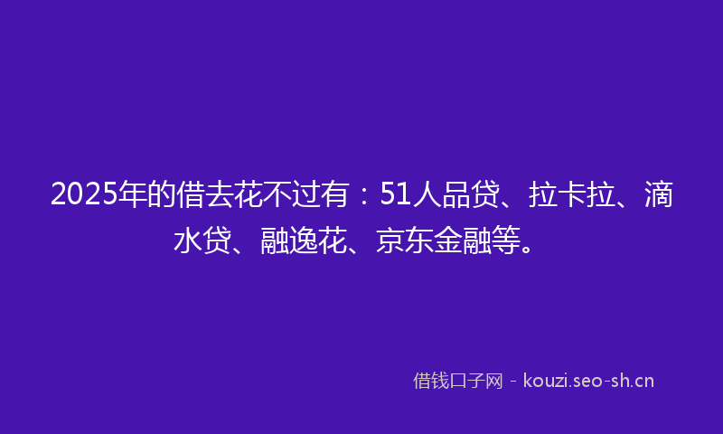 2025年的借去花不过有：51人品贷、拉卡拉、滴水贷、融逸花、京东金融等。