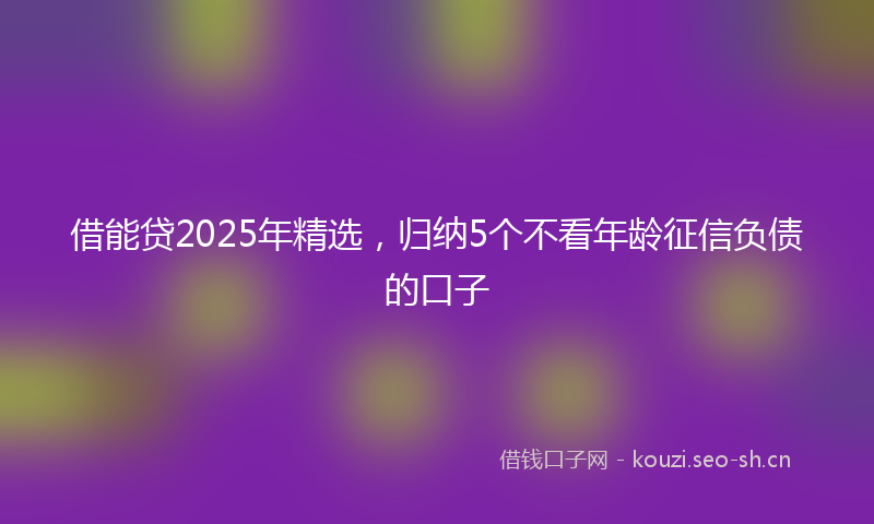 借能贷2025年精选,归纳5个不看年龄征信负债的口子