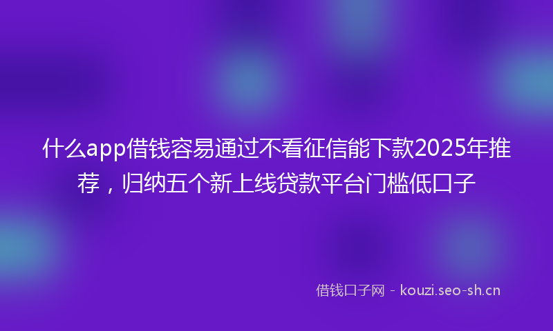 什么app借钱容易通过不看征信能下款2025年推荐，归纳五个新上线贷款平台门槛低口子