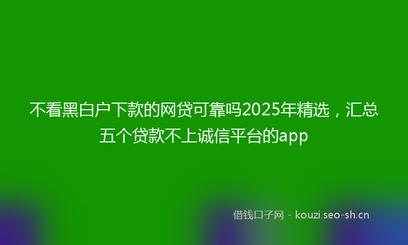 不看黑白户下款的网贷可靠吗2025年精选，汇总五个贷款不上诚信平台的app