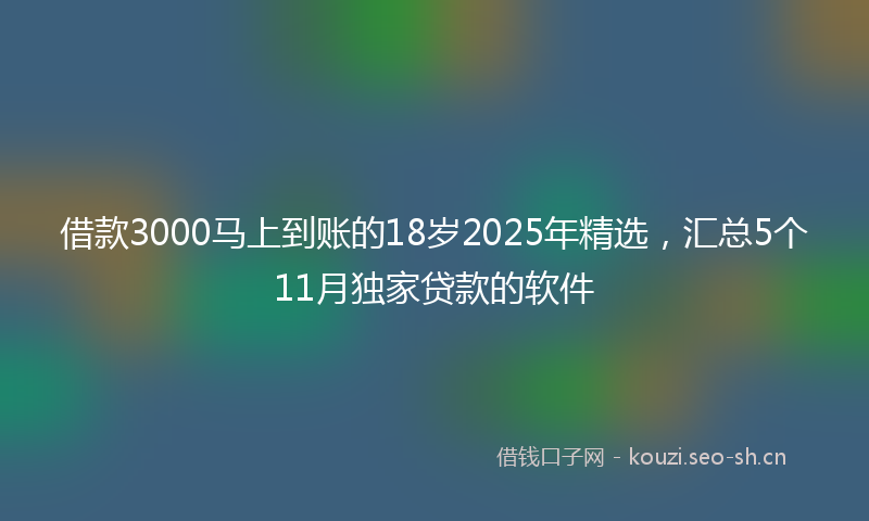借款3000马上到账的18岁2025年精选,汇总5个11月独家贷款的软件