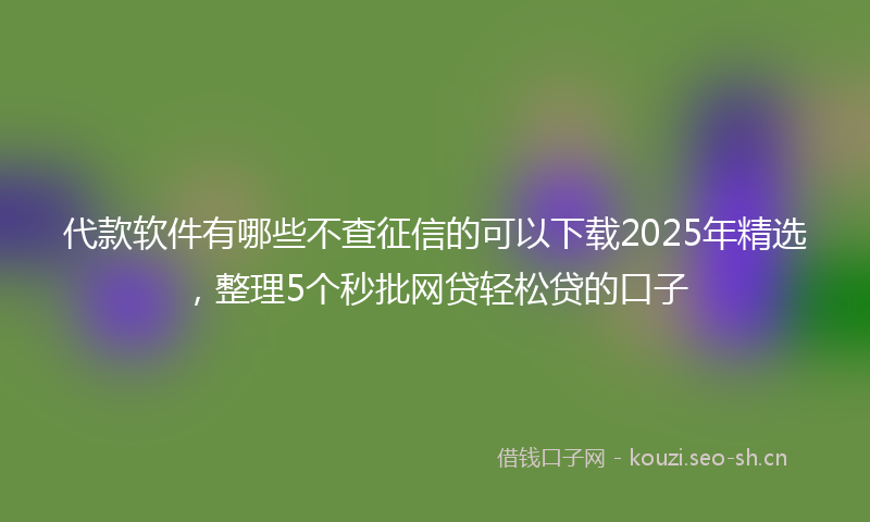 代款软件有哪些不查征信的可以下载2025年精选，整理5个秒批网贷轻松贷的口子