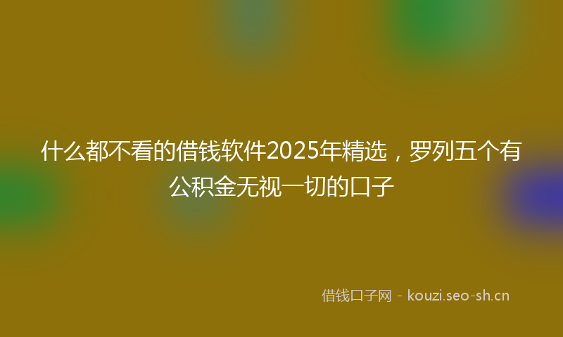 什么都不看的借钱软件2025年精选，罗列五个有公积金无视一切的口子