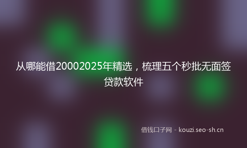 从哪能借20002025年精选，梳理五个秒批无面签贷款软件