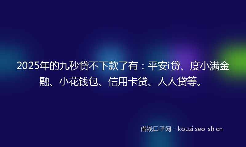 2025年的九秒贷不下款了有：平安i贷、度小满金融、小花钱包、信用卡贷、人人贷等。