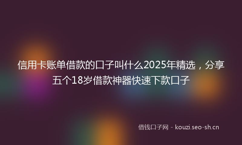 信用卡账单借款的口子叫什么2025年精选，分享五个18岁借款神器快速下款口子