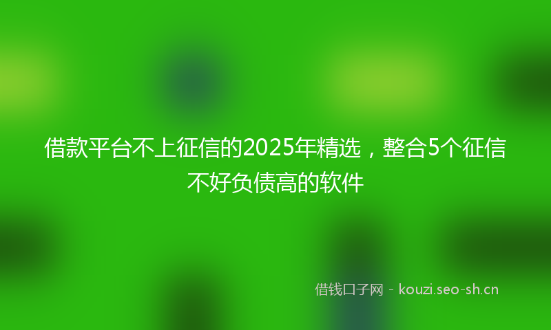 借款平台不上征信的2025年精选,整合5个征信不好负债高的软件