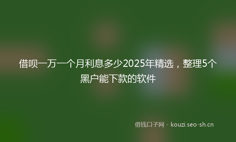 借呗一万一个月利息多少2025年精选,整理5个黑户能下款的软件