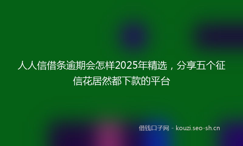 人人信借条逾期会怎样2025年精选，分享五个征信花居然都下款的平台