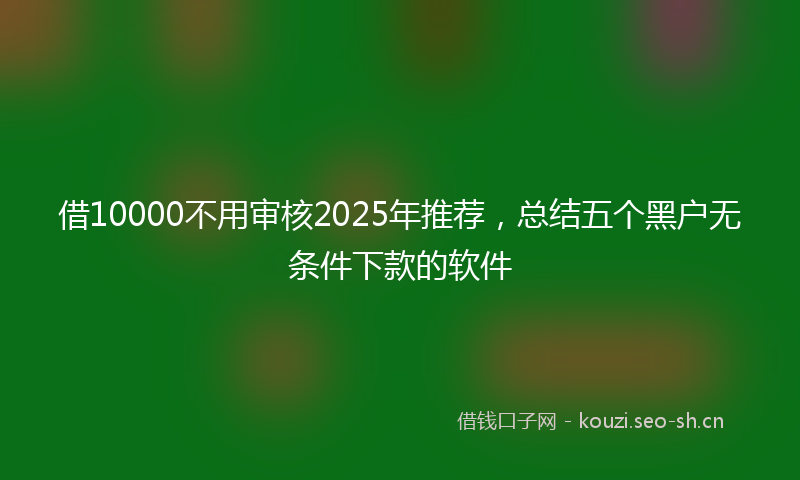 借10000不用审核2025年推荐，总结五个黑户无条件下款的软件