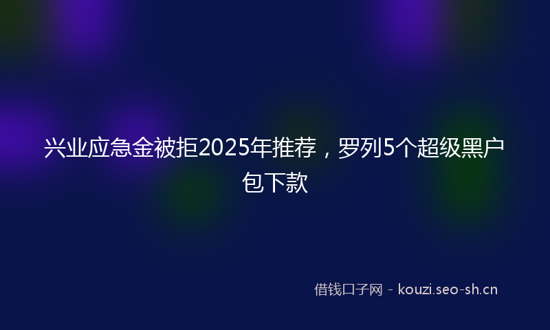 兴业应急金被拒2025年推荐,罗列5个超级黑户包下款