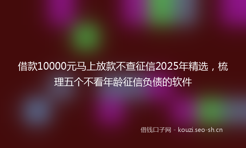 借款10000元马上放款不查征信2025年精选，梳理五个不看年龄征信负债的软件