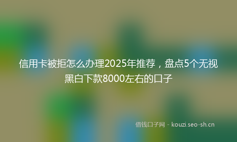 信用卡被拒怎么办理2025年推荐，盘点5个无视黑白下款8000左右的口子