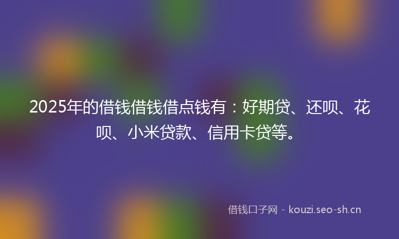 2025年的借钱借钱借点钱有:好期贷、还呗、花呗、小米贷款、信用卡贷等。
