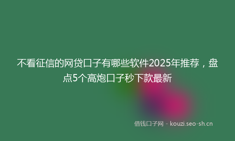 不看征信的网贷口子有哪些软件2025年推荐，盘点5个高炮口子秒下款最新