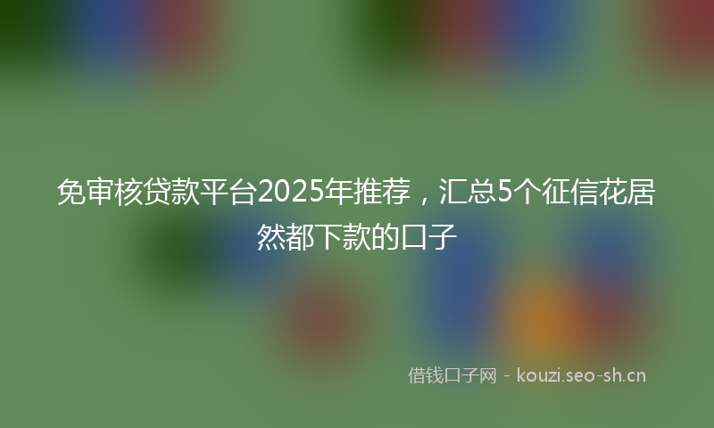 免审核贷款平台2025年推荐，汇总5个征信花居然都下款的口子