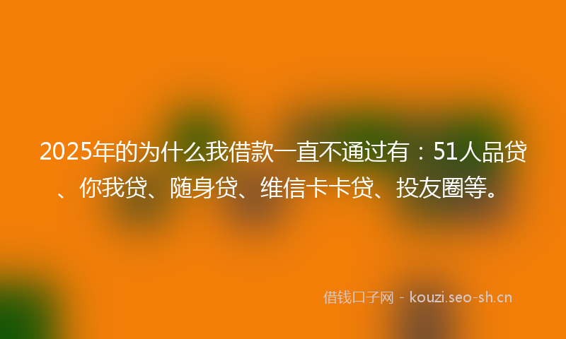 2025年的为什么我借款一直不通过有：51人品贷、你我贷、随身贷、维信卡卡贷、投友圈等。